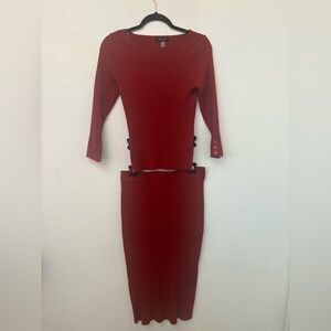 Cable & Gauge Ribbed Knit Top and Skirt Set